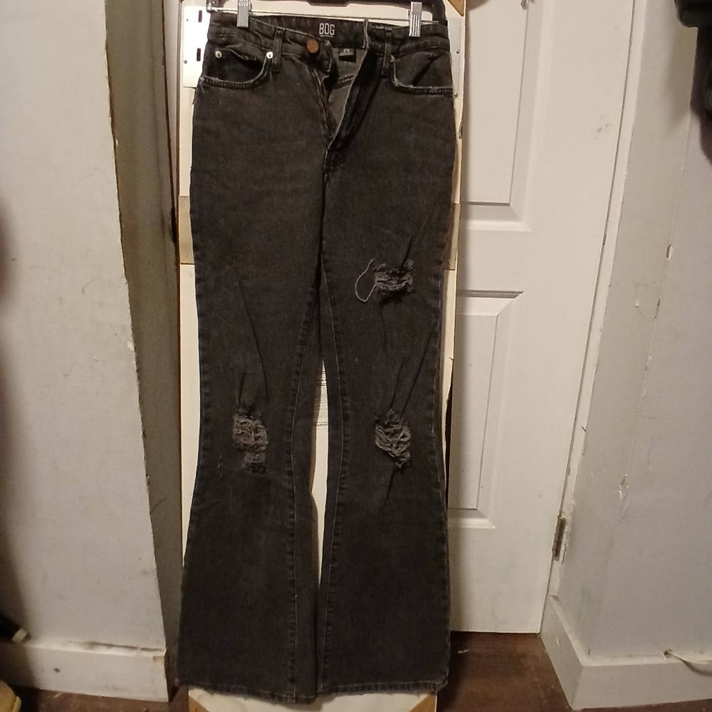 BDG Black Distressed Flare Jeans